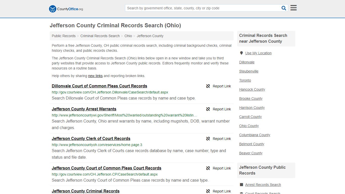 Jefferson County Criminal Records Search (Ohio)